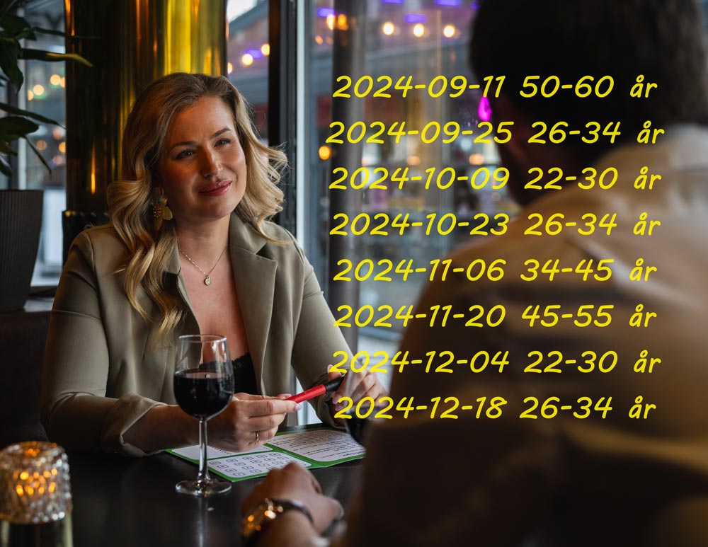 En kvinna på date med text av datumar